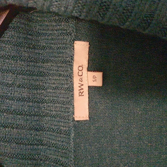 RW&CO Teal V-Neck Sweater With Shawl Collar - Picture 2 of 5
